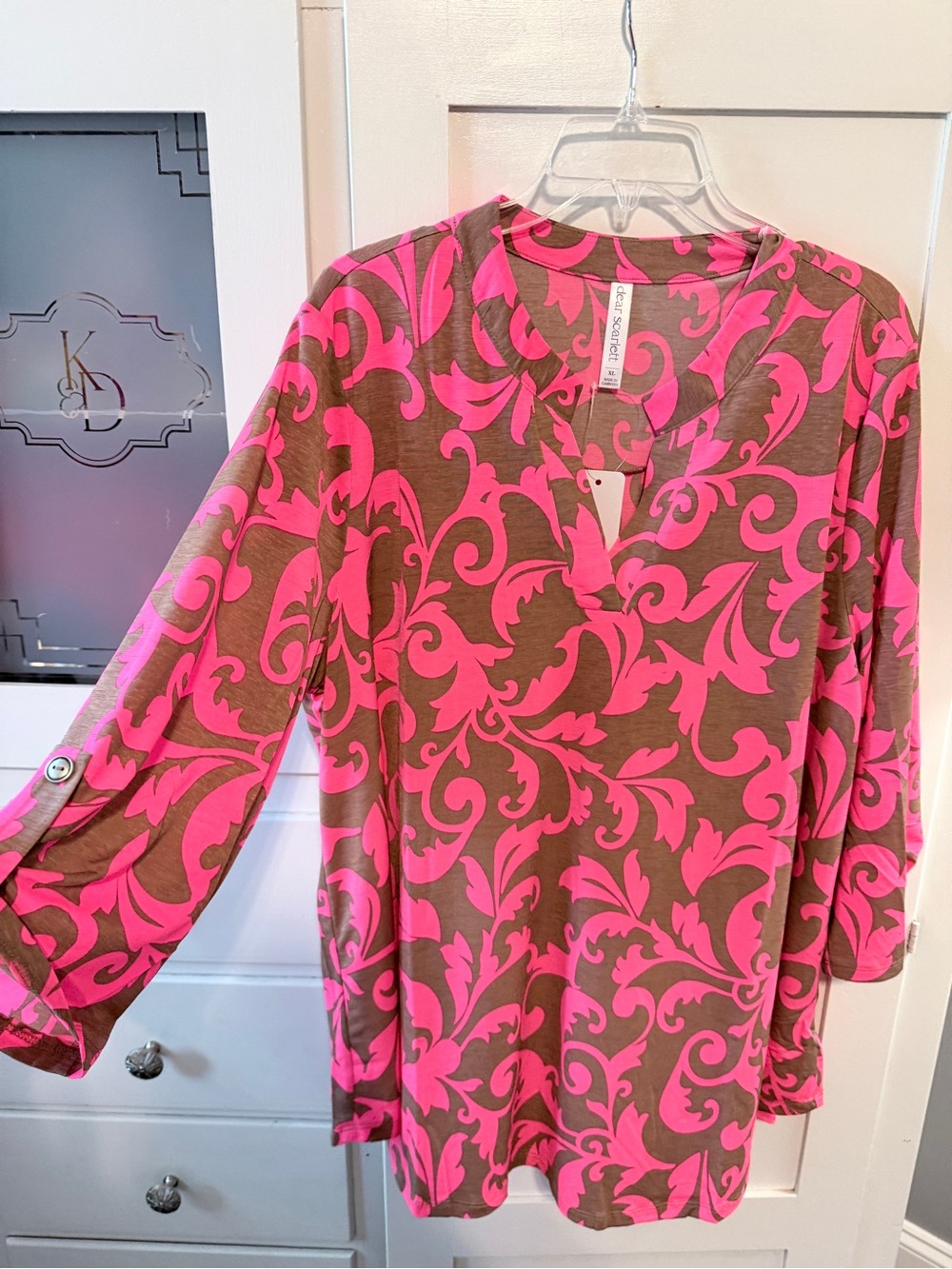 Dear Scarlett Hot Pink Scroll Print Tunic